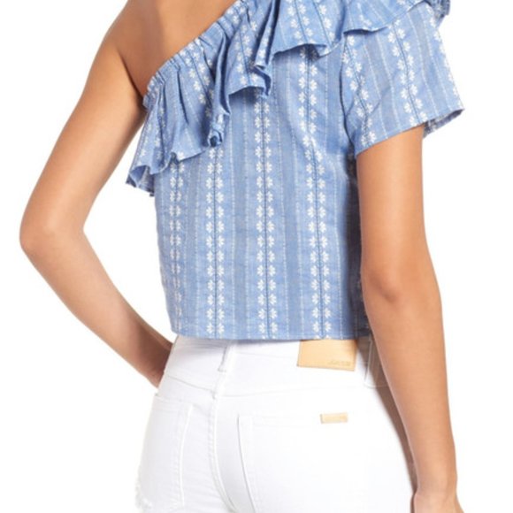 NWT Splendid One Shoulder Ruffle Neck Crop Top - Picture 8 of 8